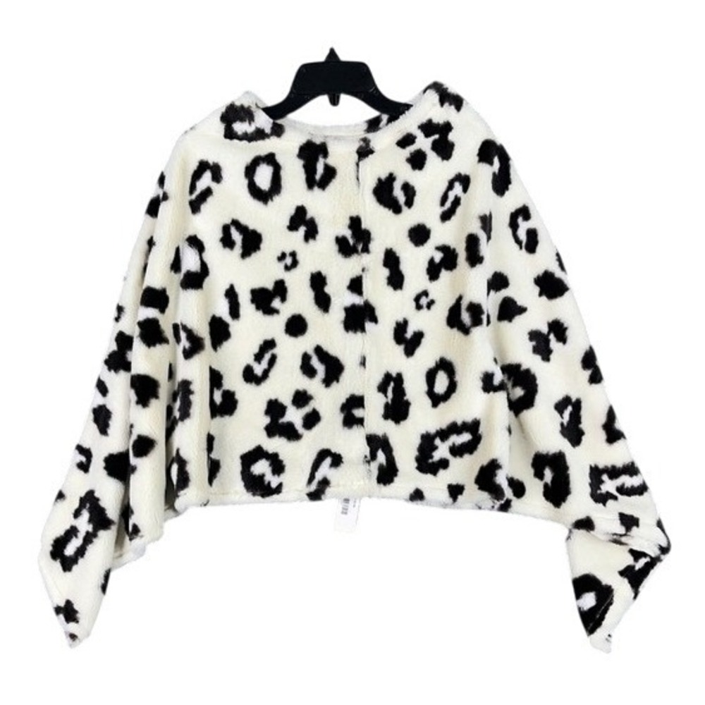 Love of Fashion Cardigan Leopard Faux Fur‎ Poncho Cape Plush Y2K Sweater Chic